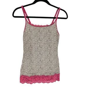 Large Sweet Nothing Y2K Top Lace Animal Print pink tan brown